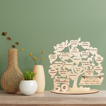 ПЕРСОНАЛИЗИРОВАННЫЙ ПОДАРОК ​​НА ДЕНЬ РОЖДЕНИЯ 18-99 ГРАВИРОВКА ДЕРЕВО - ПОЛЬСКАЯ РУЧНАЯ РАБОТА