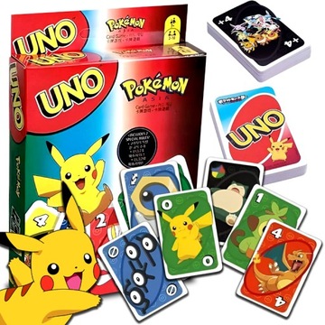 KARTY UNO POKEMON RODZINNA GRA KARCIANA 112 KART NOWOŚĆ DLA DZIECI PIKACHU