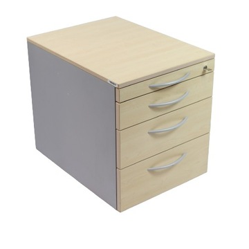 Roll kontener KLON SZARY 4 szuflady z domykiem STEELCASE zamek centralny