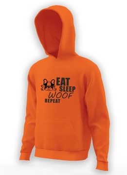 Bluza dziecięca EAT SLEEP WOOF, pomarańczowa 152