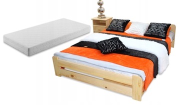 Łóżko drewniane podwójne E1 140x200 + materac + stelaż gratis wytrzymałe