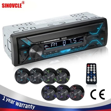 Radio samochodowe 1din Bluetooth MP3 FM 60Wx4 światła AUX/USB/karta TF