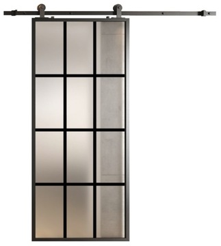 Drzwi Szklane Przesuwne 85cm System Loft Satyna 12 Pól