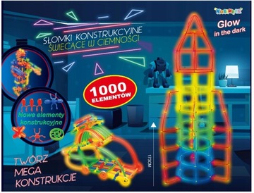 ŚWIECĄCE SŁOMKI KONSTRUKCYJNE PATYCZKI RURKI 1000