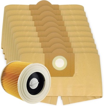 10x WORKI DO ODKURZACZA KARCHER WD3 200 MV3 FILTR GRUBSZE WZMOCNIONE +FILTR