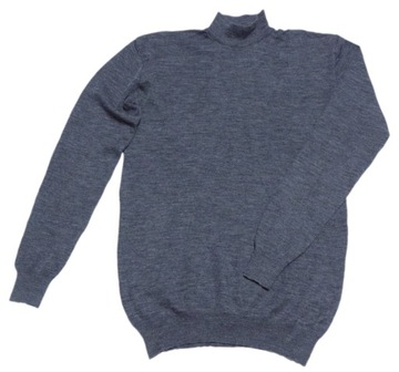 SAFA ciepły wełniany sweter półgolf 80% WEŁNA WOOL SILKE jedwab J.NOWY M 38