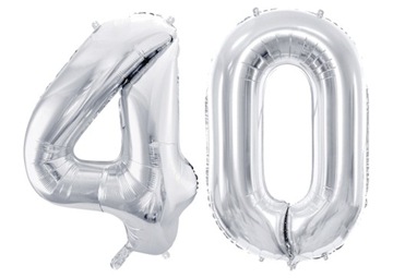 Balony foliowe na 40 URODZINY srebrne 100 cm