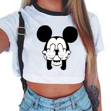 Koszulka 0-Neck Myszka Miki Mickey Mouse biała L