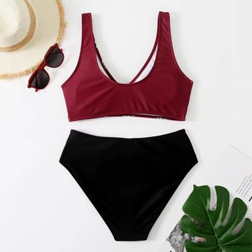 Damski dwuczęściowy zestaw bikini wysoka talia