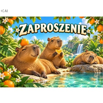Запрошення на день народження капібара чарівні тварини CUTE ANIMALS
