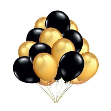 BALONY ZŁOTE I CZARNE SYLWESTER DUŻE 50SZT