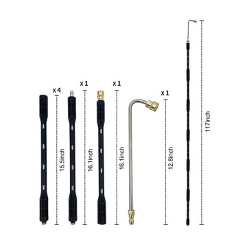 Удлинитель для мойки высокого давления, насадка для очистки желобов