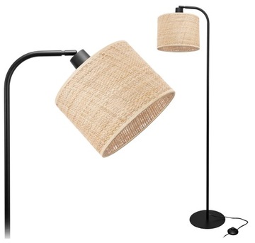 NOWOCZESNA LAMPA STOJĄCA PODŁOGOWA 145CM ABAŻUR BOHO SŁOMKA RATTAN 20CM LED