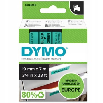 Páska Dymo D1 45809 19 mm zelená/černá, originální