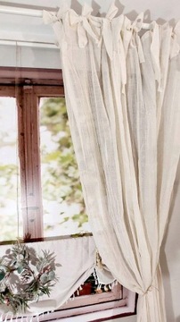 Zasłona lniana gotowa do pokoju do salonu boho troki 150/250cm