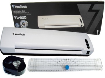 Szybki, mocny, foli do 250mic Laminator A3 + Folie + trymer + zaokrąglacz