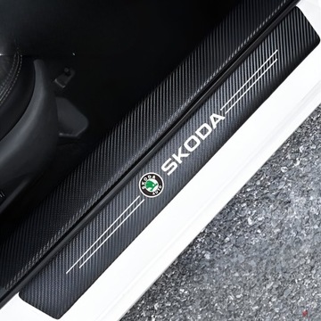 NÁLEPKA VRSTVA  OSOBNÍ STRÁŽCE FÓLIE NA PRAHY 4 KUSY SKODA ČERNÉ CARBON