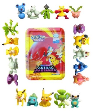 КАРТЫ ПОКЕМОНЫ МЕТАЛЛ.БАНКА 40 КАРТ + ФИГУРКИ ПОКЕМОНОВ 24 ШТ.