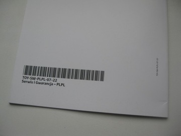 Сервисная книжка TOYOTA 07/2022 новая Польша оригинал