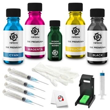 RAINBOW Zestaw regeneracyjny do HP czarny + kolor pomoc przy napełnianiu