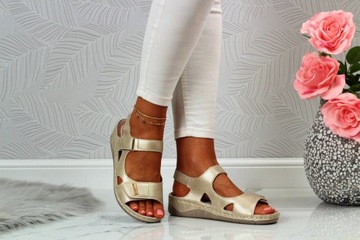 DAMSKIE SANDAŁY SKÓRA PROFILOWANE SZYTE 39