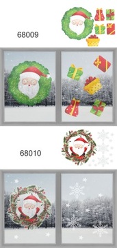 Новогодние наклейки на окно, двусторонние, снеговик Дед Мороз, 30х40