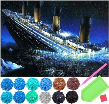 Haft Diamentowy Titanic Statek ZESTAW 5D 40x30