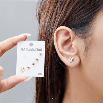 Stainless Steel Gold Color Mini Stud Earrings Cute