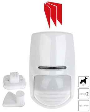 KX10DTP CZUJKA CZUJNIK DETEKTOR RUCHU DUALNY PIR MW PET 24KG PYRONIX UCHWYT