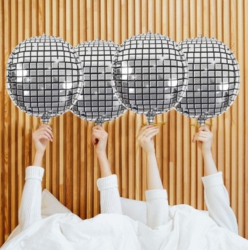 ФОЛЬГОВЫЙ ШАР ДИСКОШАР БОЛЬШОЙ 40 СМ СЕРЕБРЯНЫЙ МЕТАЛЛИК ДЛЯ ВЫПУСКА 24Ч