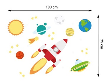 Naklejka ścienna KOSMOS ufo rakieta planety ! XXL