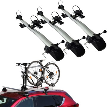 BAGAŻNIK UCHWYT ROWEROWY NA DACH ZA WIDELEC 3 ROWERY AGURI MARATHON SILVER