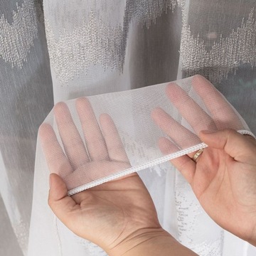 Штора вышитая серым узором и свинцом, 280 см.