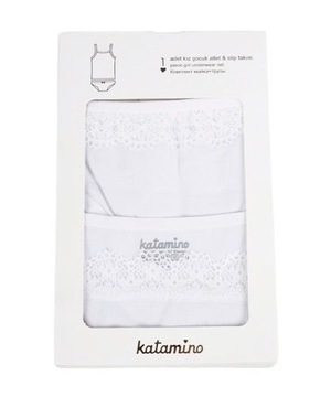 КОМПЛЕКТ KATAMINO БЕЛЫЙ С КРУЖЕВНОЙ ФУТБОЛКОЙ + ТРУСИКИ 13-14 ЛЕТ 164-172