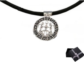 NASZYJNIK VINTAGE ZNAK ZODIAKU BLIŹNIĘTA PUDEŁKO GRATIS PREZENT C3981