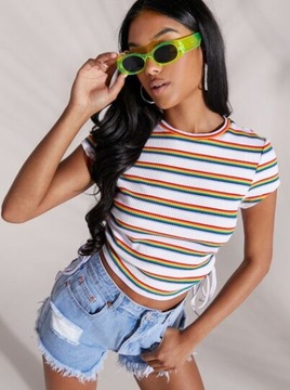 T-SHIRT DAMSKI W PASKI SHEIN