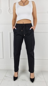 #ELEGANCKIE DAMSKIE SPODNIE - GUMKA DŁUGIE WIĄZANE