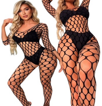 ORYGINALNA BIELIZNA EROTYCZNA KOMPLET Z SEXY DZIURKĄ BODYSTOCKING PREZENT