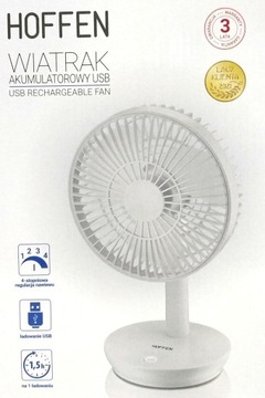 Wentylator stołowy wiatrak Hoffen USB01 biały