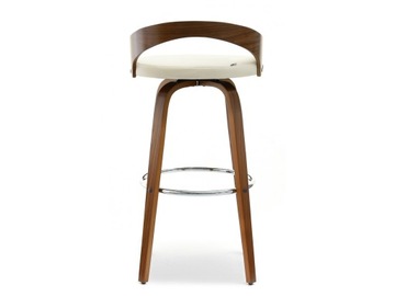 KRZESŁO BAROWE Z OBROTOWYM SIEDZISKIEM Z DREWNa NR 38 ORZECH KREM EKOSKÓRA