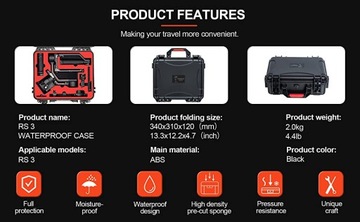 ВОДОНЕПРОНИЦАЕМЫЙ ЖЕСТКИЙ КЕЙС ДЛЯ DJI RS 3 COMBO