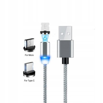 МАГНИТНЫЙ КАБЕЛЬ 3 В 1 ЗАРЯДНОЕ УСТРОЙСТВО ДЛЯ IPHONE MICRO USB C