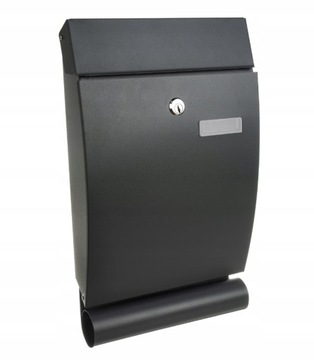Ящик почтовый, выпуклый, черный матовый, с газетницей