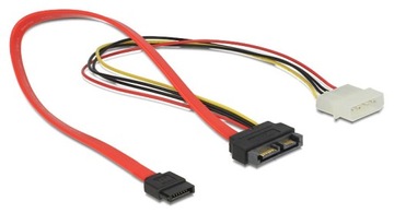 Adapter kablowy SATA Slim Line wt + 4pin zasilania - SATA 7 pin