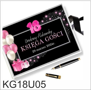 Księga gości 18 urodziny personalizowana 100 stron atłasowa wstążka