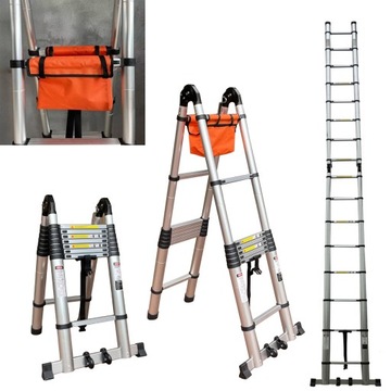 DRABINA ALUMINIOWA PRZEGUBOWA TELESKOPOWA Z ORGANIZATOR NARZĘDZI 3,3+3,3/6,6M