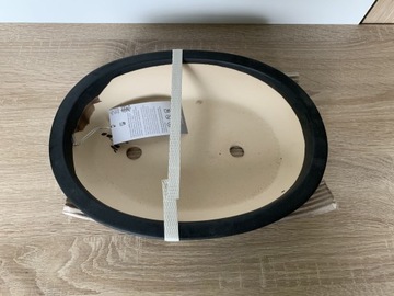 Графитовый горшок на керамическом основании - низкая чаша для бонсай, 19 см.