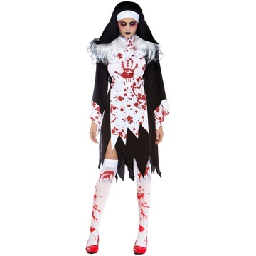 Kostium zakonnicy wampira zombie poplamiony krwią cos