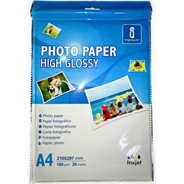 Papier Foto A4 20 arkuszy 180g połysk do drukarki atramentowej