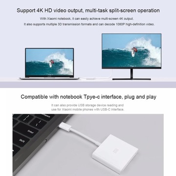 АДАПТЕР 2в1 USB-C — HDMI Type-C — USB 4K 1080P